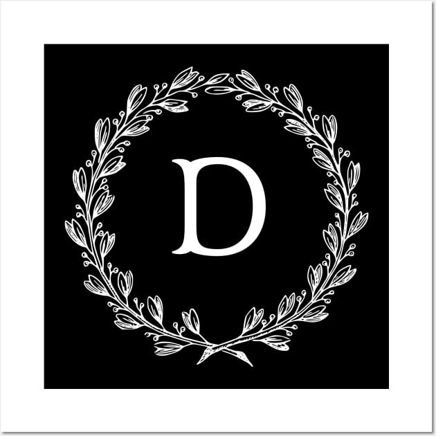 Beautiful Letter D Alphabet Initial Monogram Wreath Wall Art by anonopinion